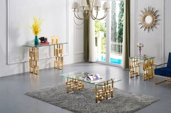 Pierre Coffee Table 214 in Gold Tone by Meridian w/Options [MRCT-214 Pierre]