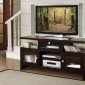 Deep Rich Merlot Finish Traditional TV Stand w/Reeded Glass