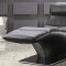 Black Leather Modern Chaise w/Removable Headrest & Metal Base