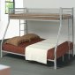 Modern Silver Color Metal Twin Over Full Bunk Bed