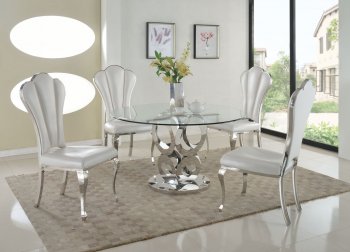 Raegan Dining Table 5Pc Set Clear Glass Top by Chintaly [CYDS-Raegan]