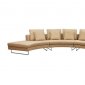 Tan Fabric 3Pc Curved Modern Sectional Sofa w/Steel Legs