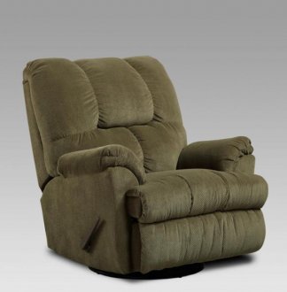 Olive Fabric Modern Elegant Swivel Rocker Recliner