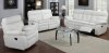 G577A Reclining Sofa & Loveseat in White Bonded Leather by Glory