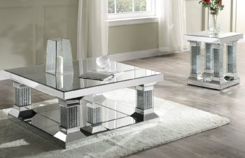 Caesia Coffee Table 87905 in Mirror & Faux Crystals by Acme [AMCT-87905-Caesia]