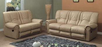 Beige Leather Contemporary Living Room Sofa w/Recliner Seat [PKS-S328-A]