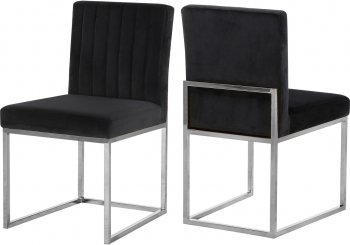 Giselle Dining Chair 779 Set of 2 Black Velvet Fabric - Meridian [MRDC-779 Giselle Black]