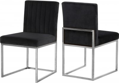 Giselle Dining Chair 779 Set of 2 Black Velvet Fabric - Meridian