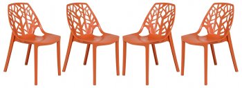 Cornelia Set of 4 Dining Chairs C18SOR in Orange by LeisureMod [LMDC-C18SOR-Cornelia Orange]