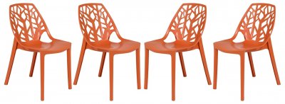 Cornelia Set of 4 Dining Chairs C18SOR in Orange by LeisureMod