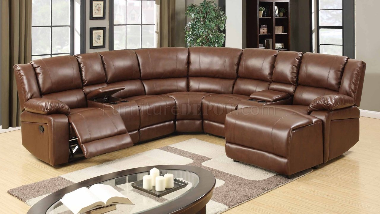 8304 Reclining Sectional Sofa in Brown Bonded Leather w/Options