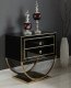 Alyssa Side Table in Black Glass by Meridian w/Gold Tone Base