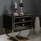 Alyssa Side Table in Black Glass by Meridian w/Gold Tone Base