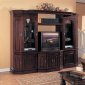 Delux Dark Cherry Finish Contemporary Entertainment Wall Unit