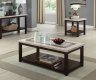 Rosetta Coffee & End Table Set CM4186 in Dark Walnut & Marble