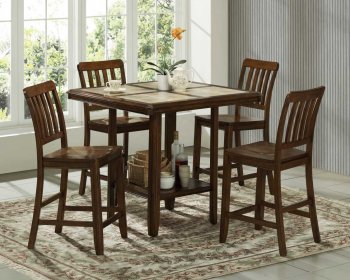 Walnut Finish Modern Counter Height Dinette w/Tile Top [HEDS-5347-36]