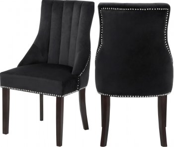 Oxford Dining Chair 721 Set of 2 Black Velvet Fabric by Meridian [MRDC-721 Oxford Black]