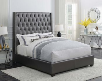 Clifton Upholstered Bed 302036 in Metallic Grey by Coaster [CRB-302036-Clifton]