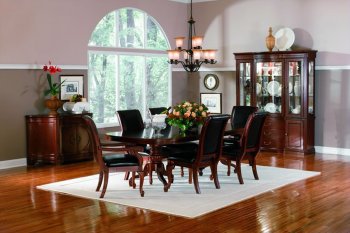 Cherry Finish Formal Elegant Dining Set With Leather Seats [CRDS-18-101141]