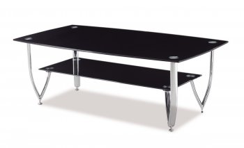 Black Glass Top & Metal Base Modern Coffee Table w/Options [GFCT-A091]