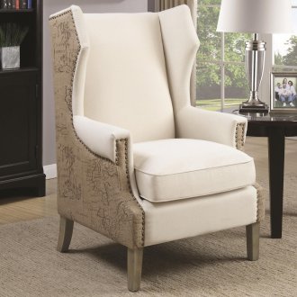 902491 Accent Chair in Oatmeal & Brown Fabric by Coaster