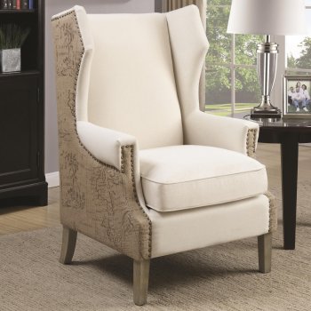 902491 Accent Chair in Oatmeal & Brown Fabric by Coaster [CRCC-902491]