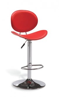 Red Faux Leather Elegant Contemporary Bar Stool w/Back Support