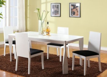 Gloss White w/Crocodile Texture Finish Modern 5Pc Dining Set [CYDS-Hana]