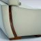 White Full Italian Leather Modern 3Pc Sofa Set w/Wooden Accents