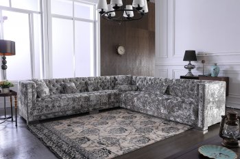 Fredrick Sectional Sofa in Grey Crushed Velvet Fabric by VIG [VGSS-Fredrick Grey]