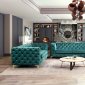 Benedict Sofa & Loveseat Set in Medium Green Velvet Fabric