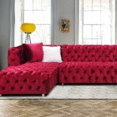 LCL-011 Sectional Sofa in Red Velvet