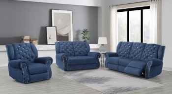 Grace Power Motion Sofa in Dark Blue by Global w/Options [GFS-Grace Dark Blue]