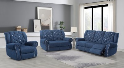 Grace Power Motion Sofa in Dark Blue by Global w/Options