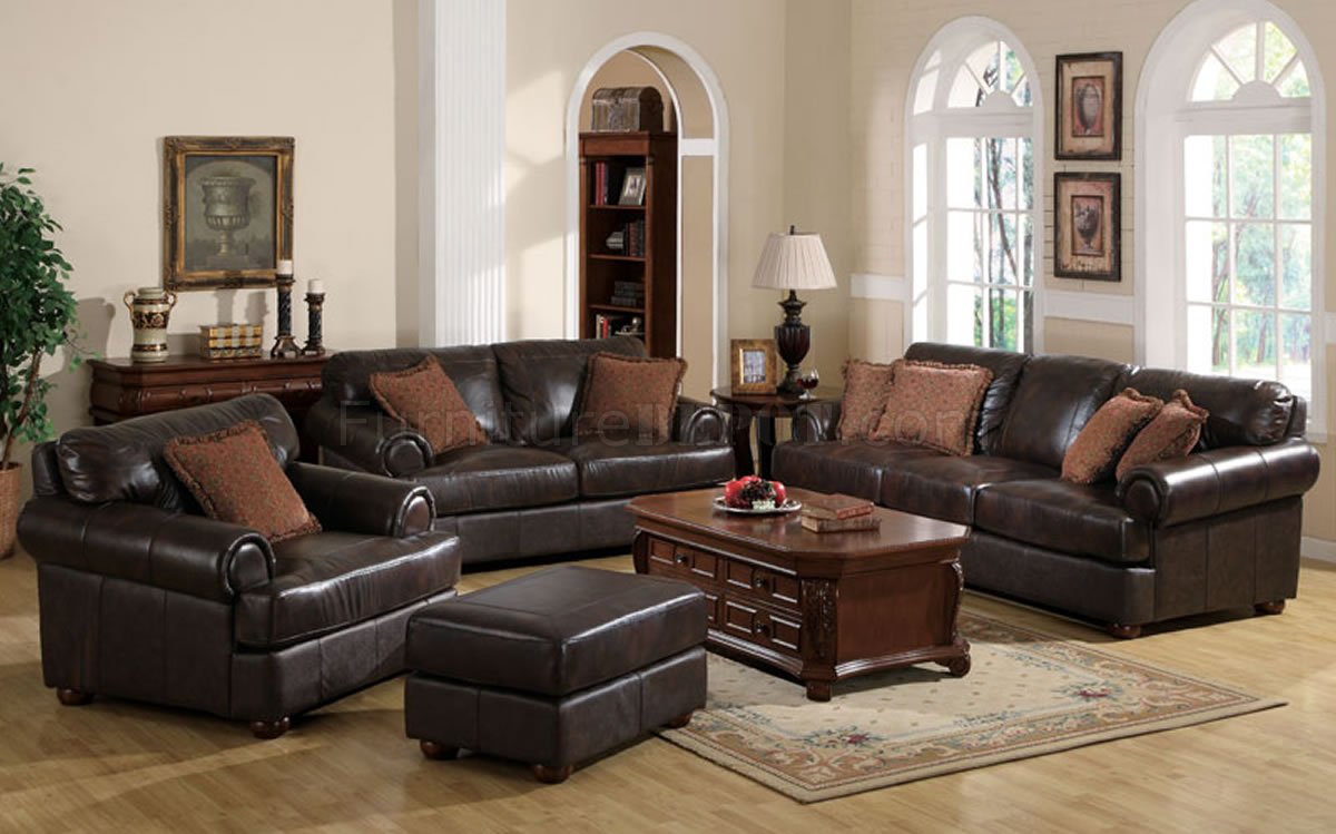 brown leather sofa set