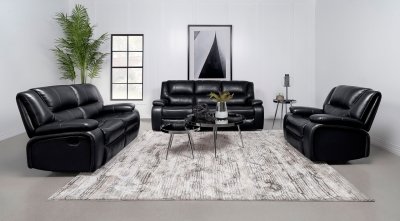 Camila Motion Sofa & Loveseat 610244 Black by Coaster w/Options