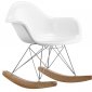 Modern White Fiberglass Chair w/Wood Rocking Base