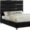 Zuma Upholstered Bed in Black Velvet Fabric by Meridian