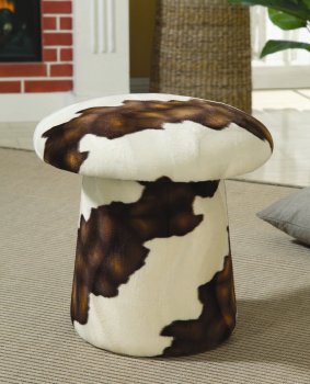 Cream&Brown Fabric Mushroom Shaped Modern Ottoman w/Swivel Seat [CRO-500918]