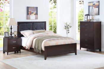 F9425T 4Pc Youth Bedroom Set in Dark Cherry by Poundex [PXKB-F9425T Dark Cherry]