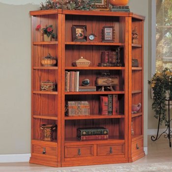 Oak Finish Versatile Bookcase w/Optional Corner Bookcases [CRBC-480-800383]