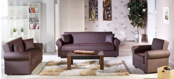 Floris Escudo Sofa Bed in Brown Leatherette w/Optioins [IKSB-Floris Escudo Brown]