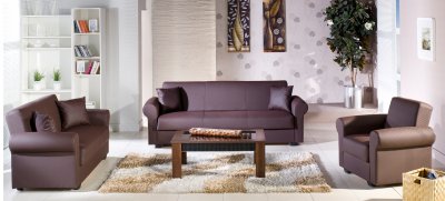 Floris Escudo Sofa Bed in Brown Leatherette w/Optioins