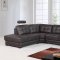 Dark Brown Leather Modern Sectional Sofa w/Adjustable Headrests