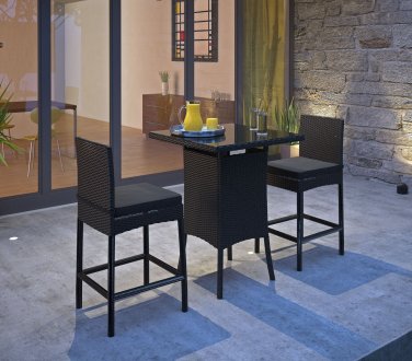 Cerveza 3Pc Outdoor Patio Pub Set in Black by Modway