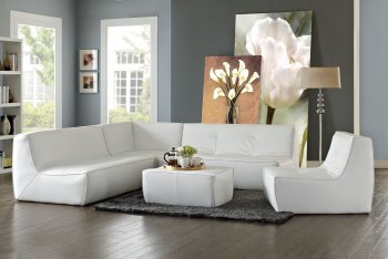 Align 5Pc Sectional Sofa Set in White Bonded Leather by Modway [MWSS-Align White]