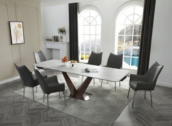 9188 Dining Table by ESF w/Optional 1218 Dark Gray Chairs [EFDS-9188-1218 DG]