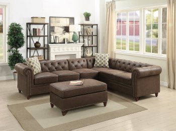 F6545 Sectional Sofa in Dark Coffee Leatherette by Boss [PXSS-F6545 Dark Coffee]