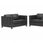 Black Bonded Leather Modern Sofa & Loveseat Set