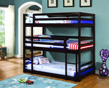 400302 Triple Twin Bunk Bed in Cappuccino by Coaster [CRKB-400302]